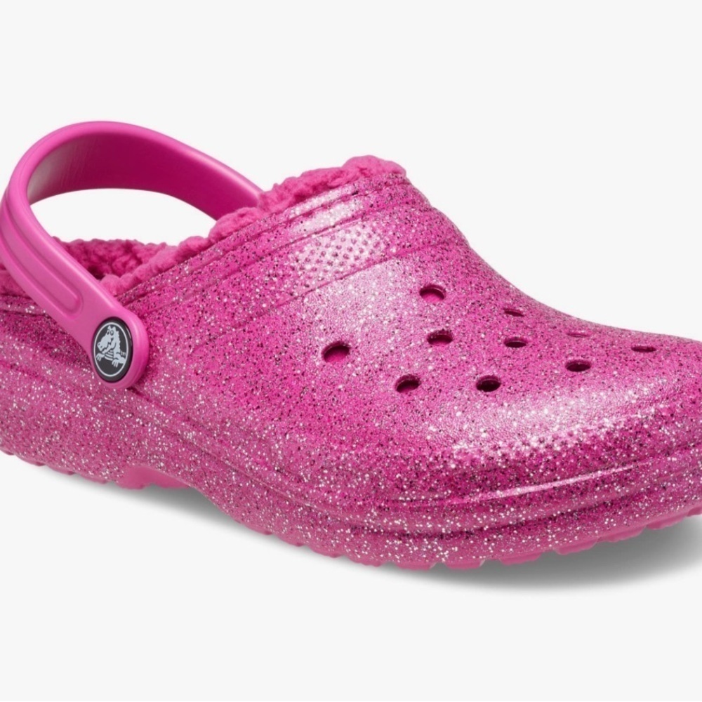 Crocs Baya Lined Fuzzy
Pink Glitter Clogs Size 6